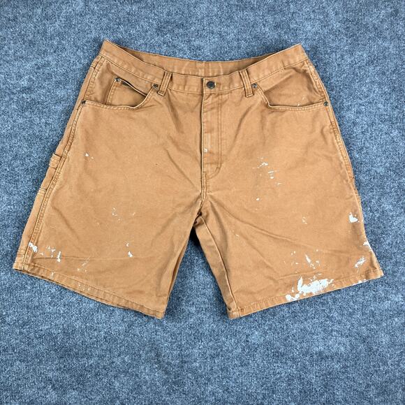 Big Smith Men’s W36 Brown Work Shorts Utility Carpenter Distressed Paint - Picture 1 of 11